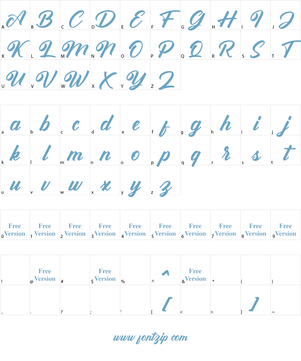 Antonellie Calligraphy Demo Font Character